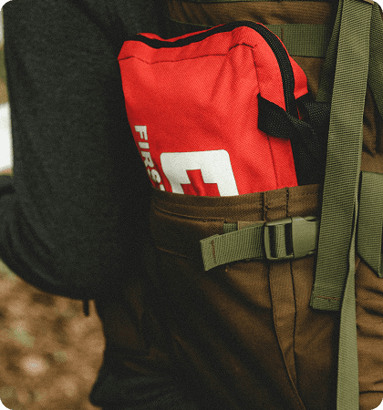 Medical kit on a backpack